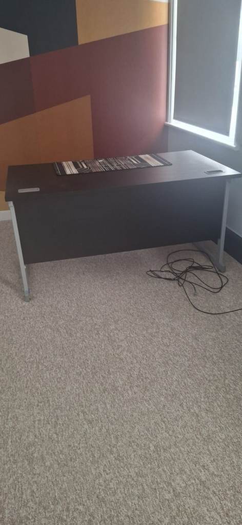 Large Black Office Desk with Drawers – Good Condition