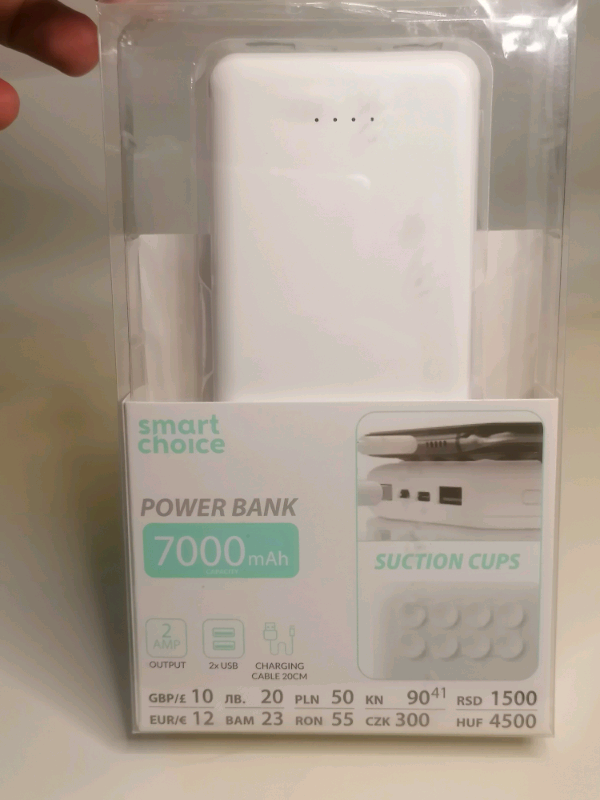 Power bank 7000mAh smart choice.2xUSB.White colour. 