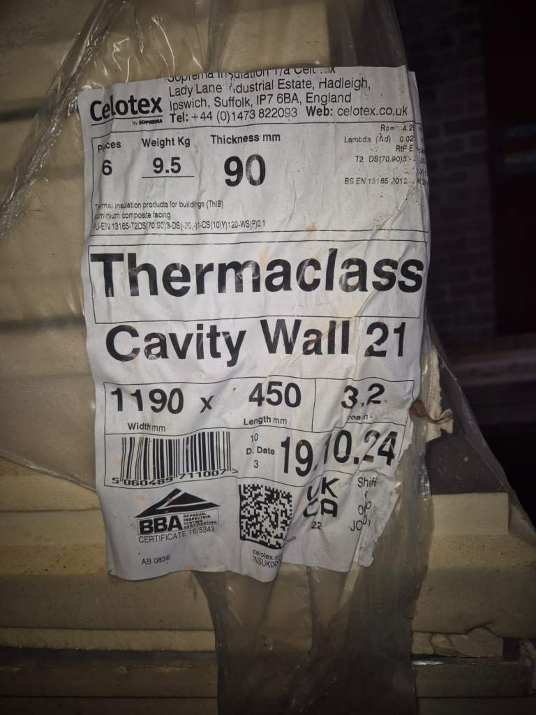 Celotex Thermaclass Cavity Wall 21 1190 x 450mm 90mm Thickness
