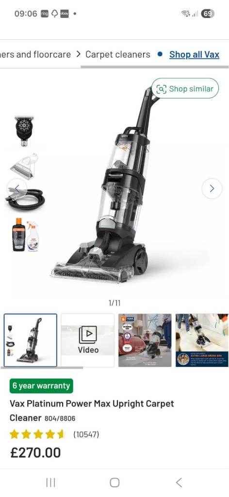 Platinum power max carpet washer