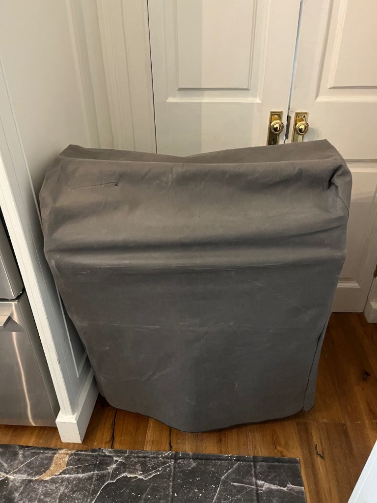 Good Condition Single Folding Guest Bed with Grey Cover