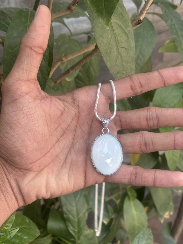 Aquamarine Pendant with Chain – Lab Certified Natural Healing Crystal Necklace