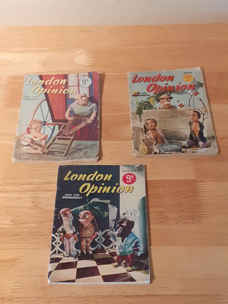 LONDON OPINION MAGAZINE AUGUST 1943,1946 WWII ADVERTS, HUMOUR, QUIZZES,