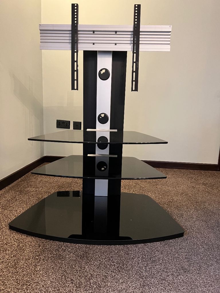 Alphason 3 shelf black glass TV stand