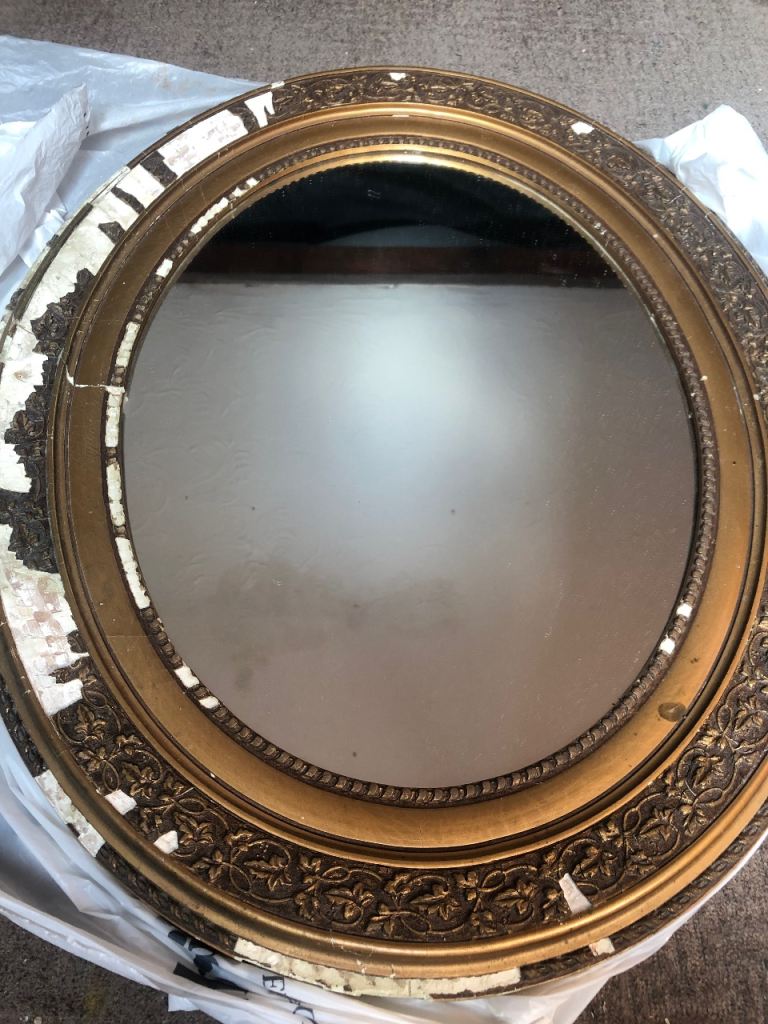 Oval wall mirror antique needs tlc