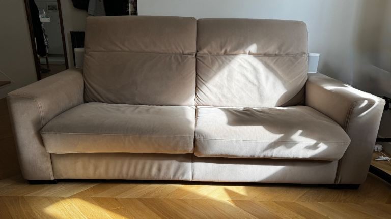 Natuzzi Beige Two-Seater Sofa Bed – Good Condition