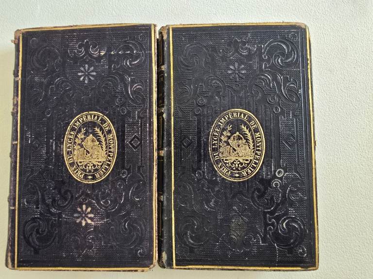 1861 Antique Victorian Plutarch's Lives of the Illustrious Men of Greece Vol I&II French Books