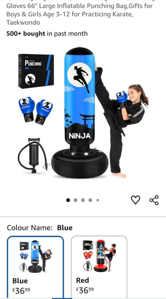 Kids Boxing Set with Boxing Gloves 66" Large Inflatable Punching Bag for sale