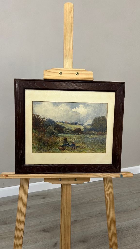 Antique 1912 Watercolour Picture Farm  in Penarth by George Frederick Harris — Signed Framed