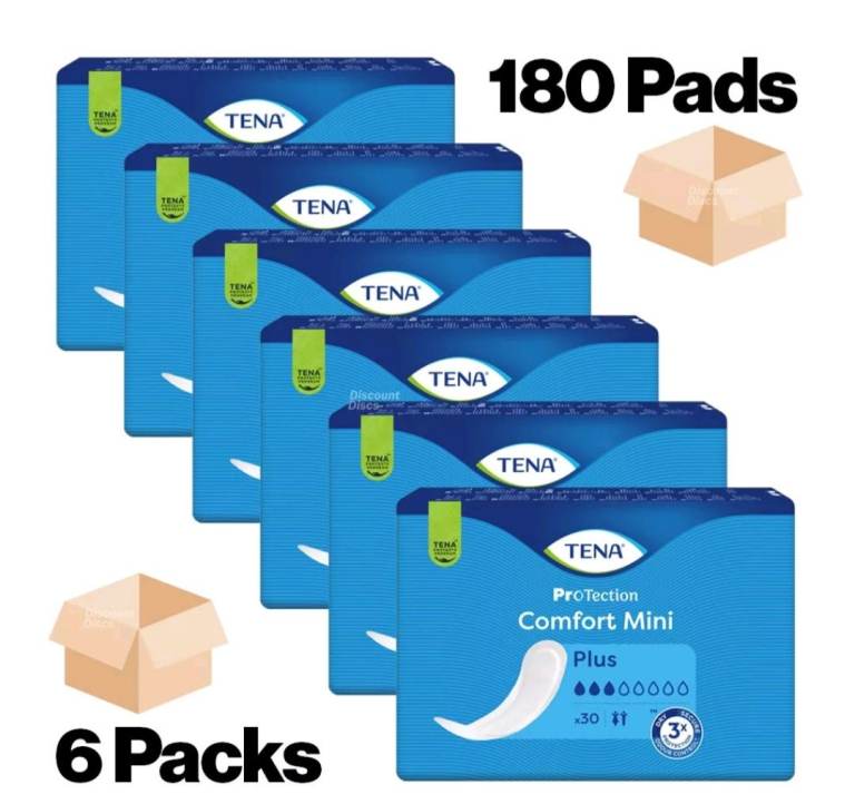 TENA Comfort Incontinence Pads Mini Super Pack of 30 x 6 Packs =180
