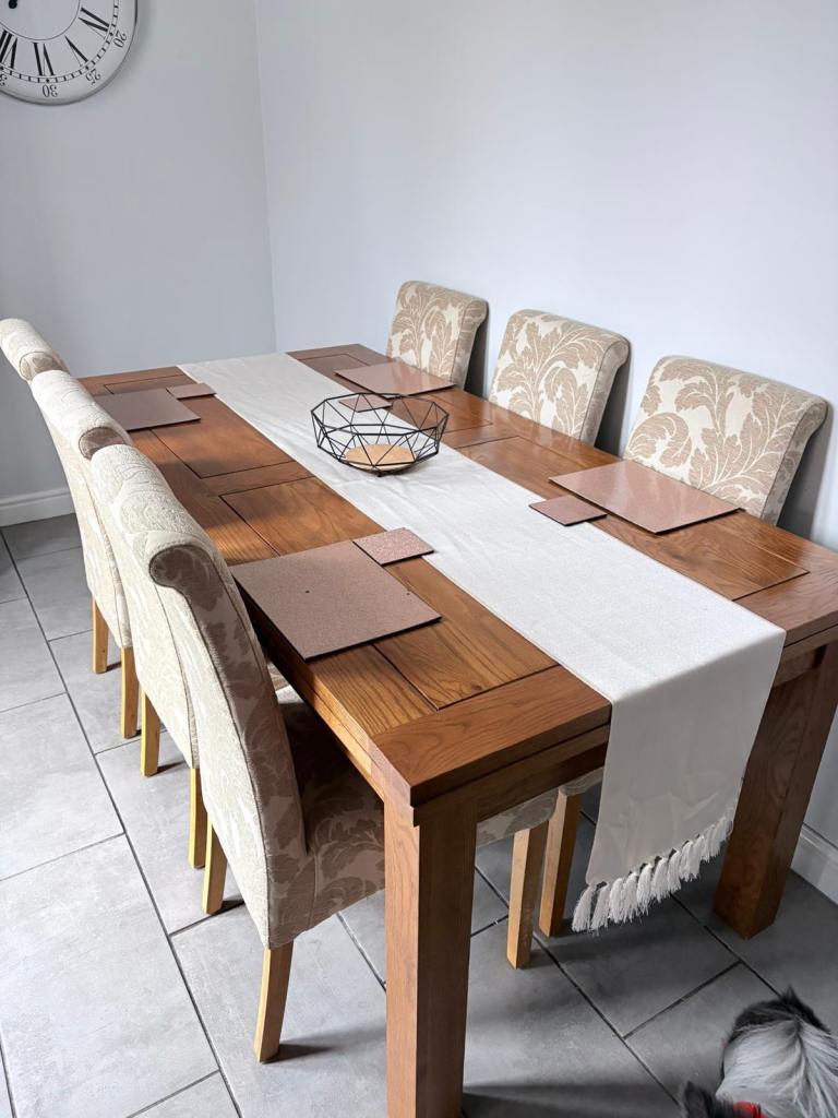 Solid oak table & chair set