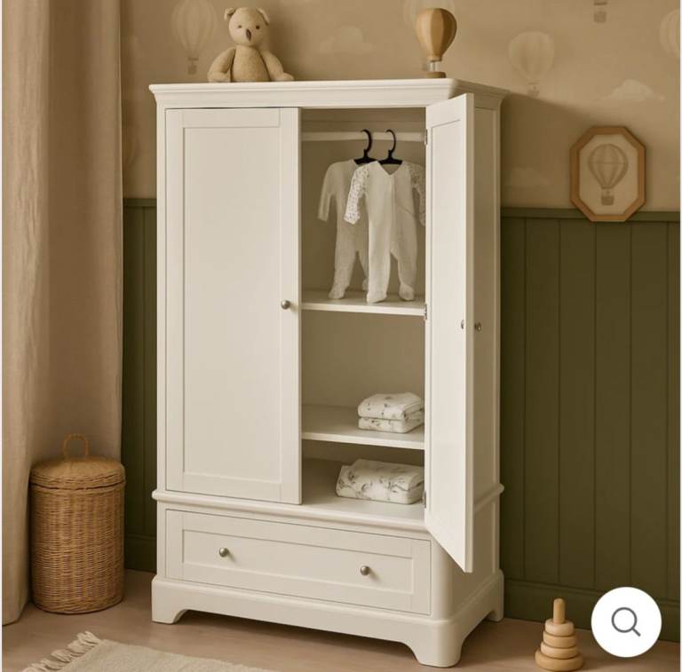 White Wooden Wardrobe with Drawer – Brand New in box