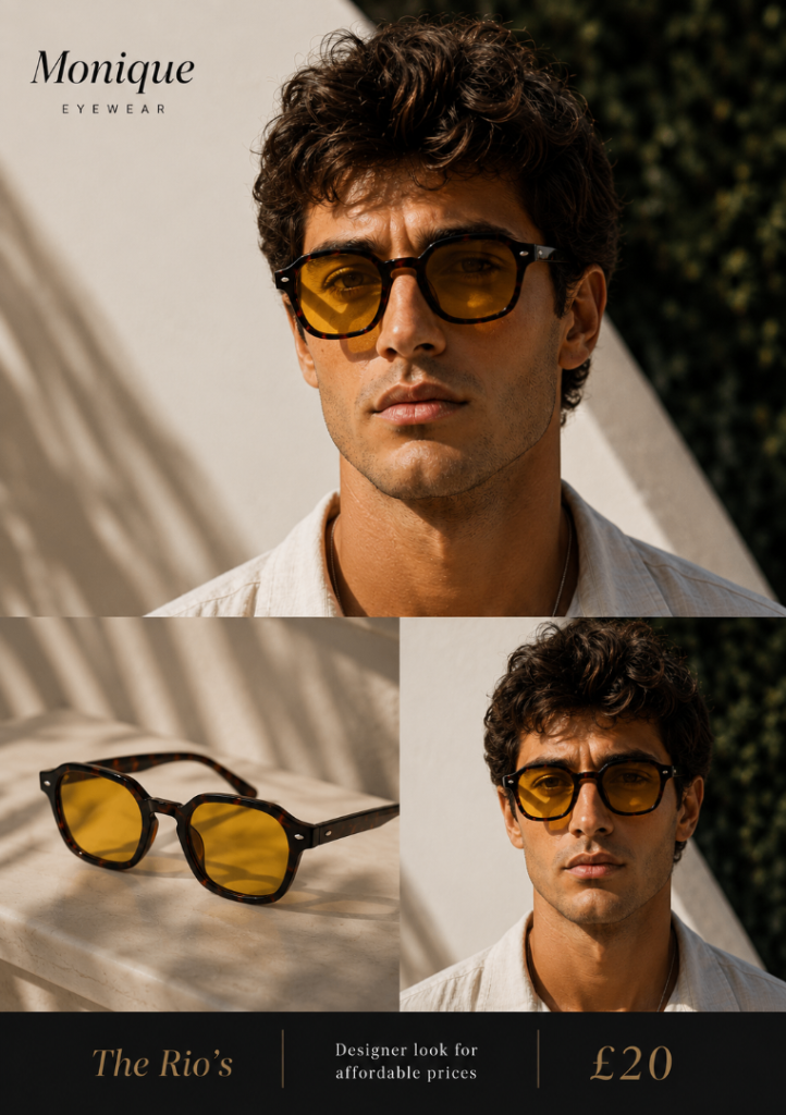 Monique Eyewear The Rio's Sunglasses - New, Tortoiseshell with Yellow Lenses