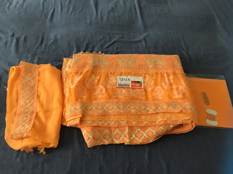 image for Brand new orange colour saree for sale