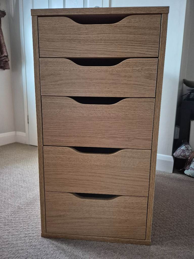 IKEA Alex Drawer unit with 5 drawers, oak effect - 36cm wide x 58cm deep x 70cm tall