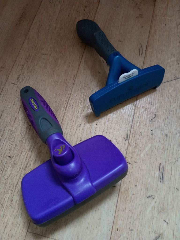2 x FURminator deShedding Tool + Hertzko Self-Cleaning Pet Slicker Brush Dogs/Cats