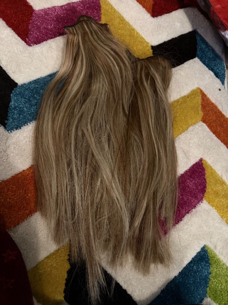 Blonde caramel clip in hair extensions