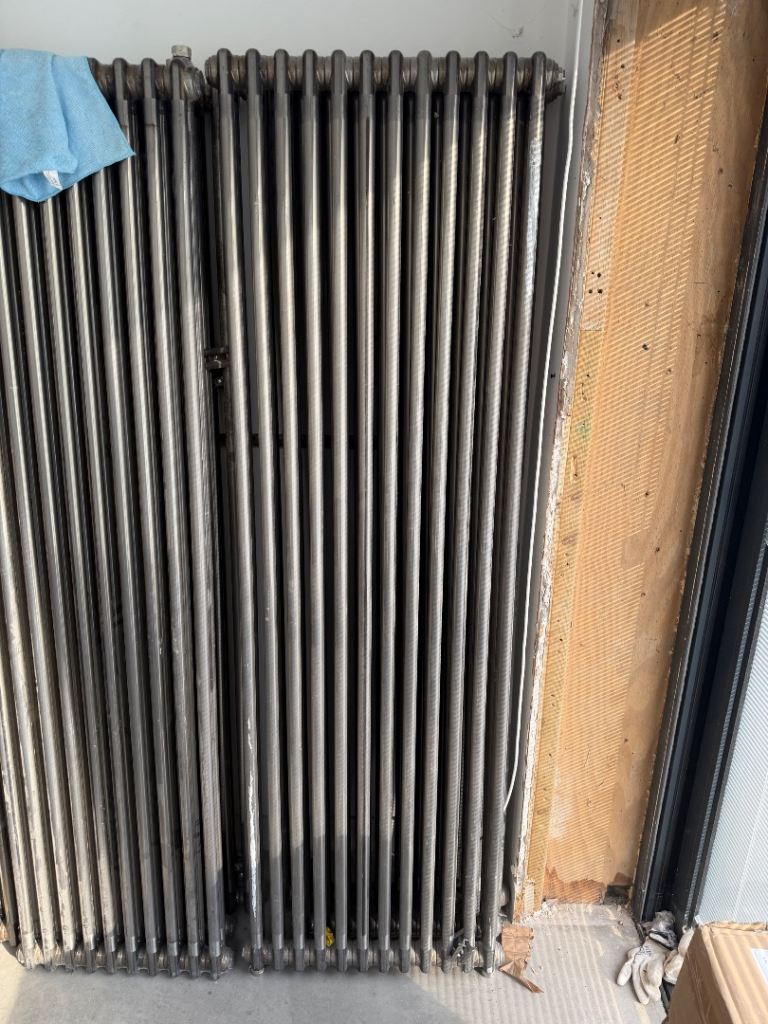 3 x Vertical Two Column Radiator (53 cm wide) - Silver/Metal, Good Condition