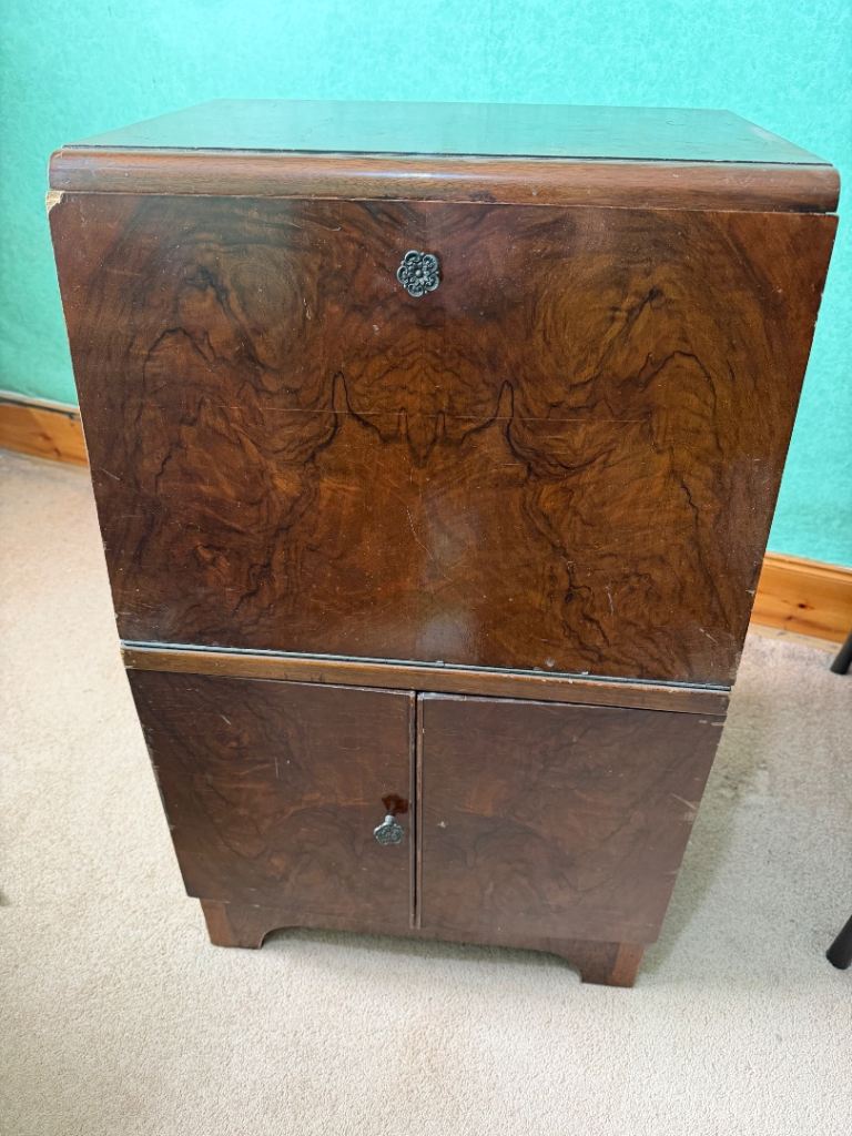 Vintage Walnut Record Cabinet by Northampton Cabinet Company – Art Deco Style