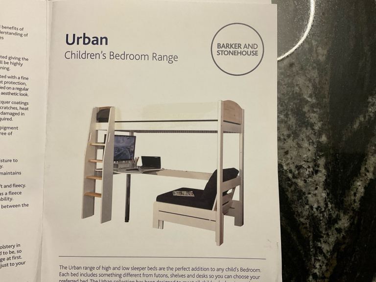 image for Barker and Stonehouse Urban High Sleeper bed with desk and sofa bed.