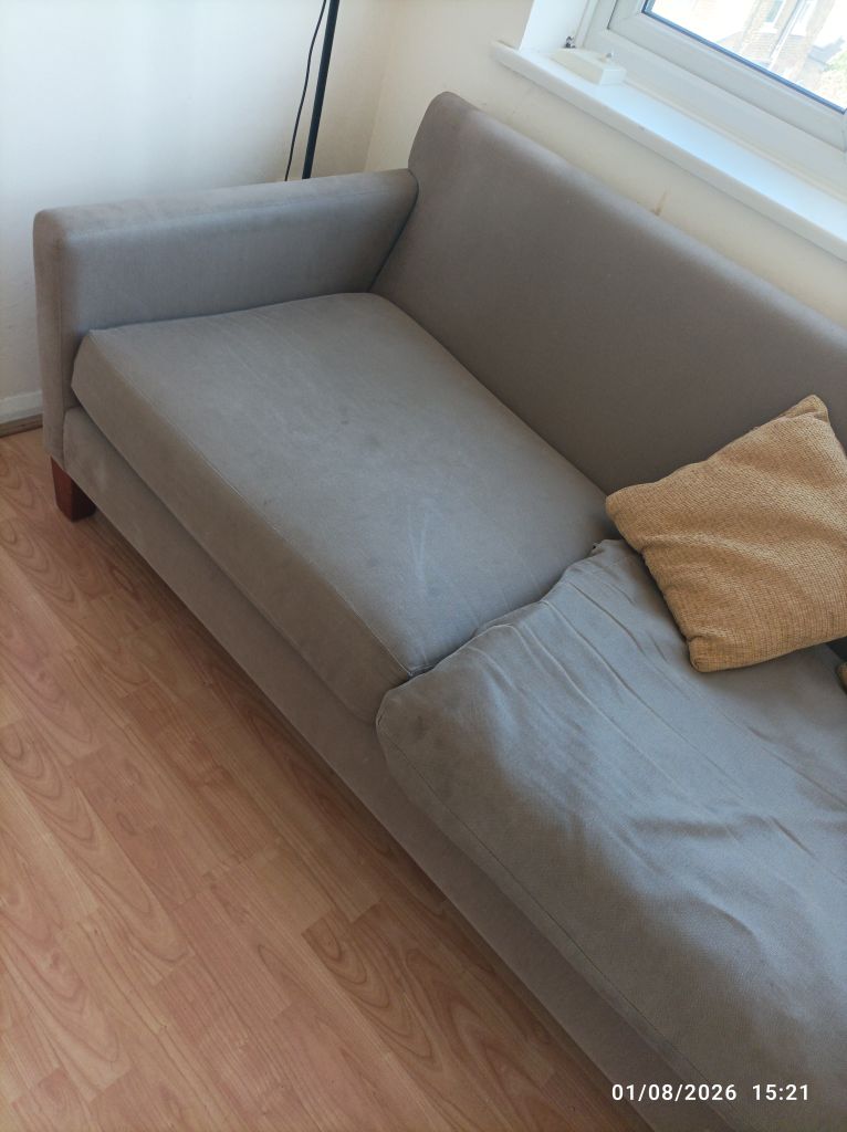 Free Grey Fabric Sofa – Good Condition, Comfortable