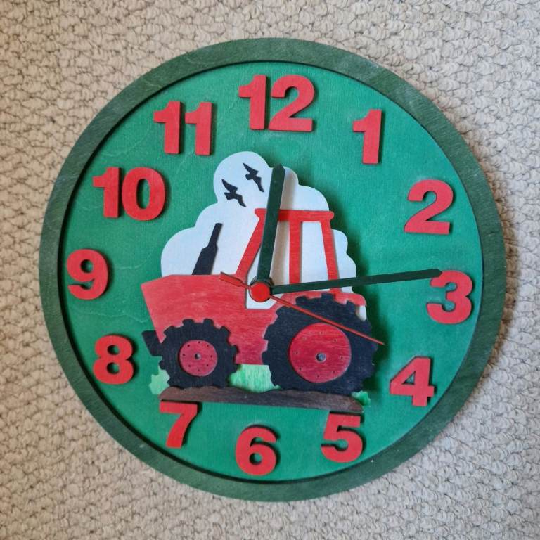 Tractor Clock- wooden
