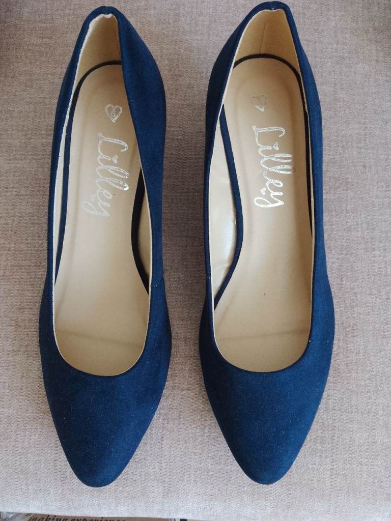 Lilley Navy Suede Kitten Heels - New Unused 