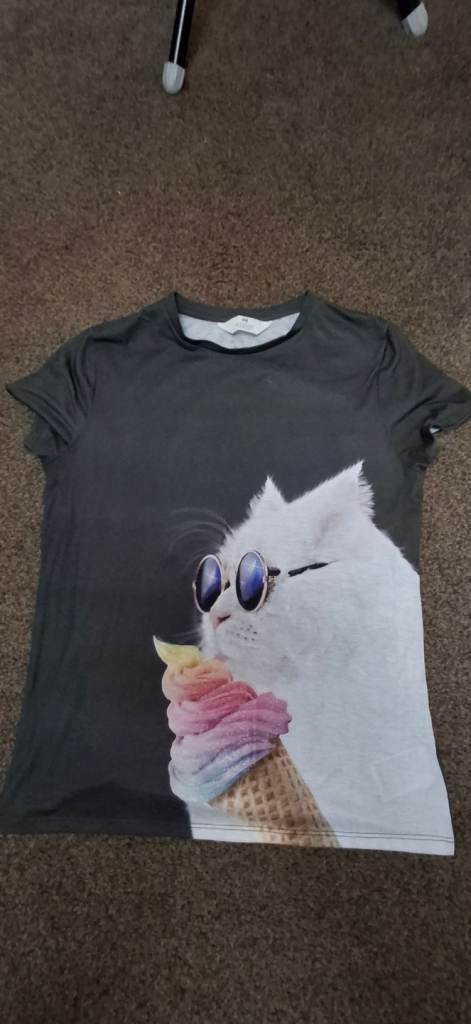 Girls H&M Grey Cat Top - 15 Years