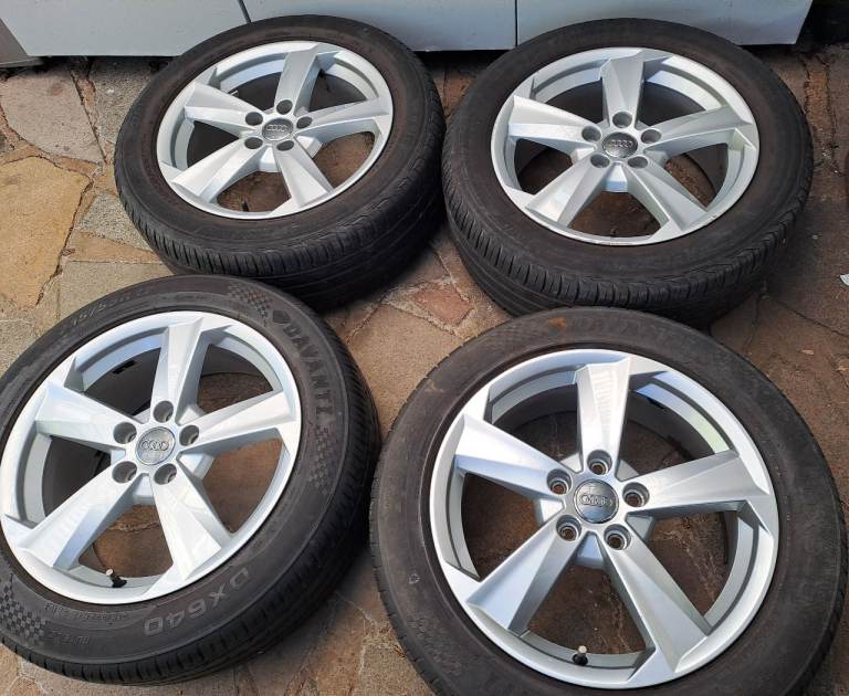 Genuine Audi Q2 alloy wheels & 215 55 17 tyres, 5x112 fit VW Passat Skoda Yeti Seat