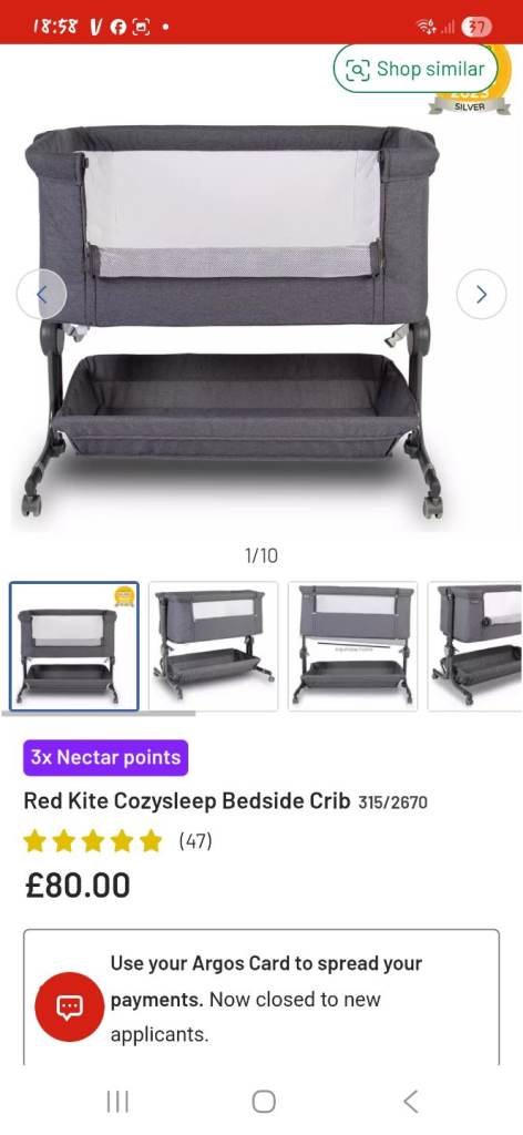 Red Kite Cozysleep Bedside Crib