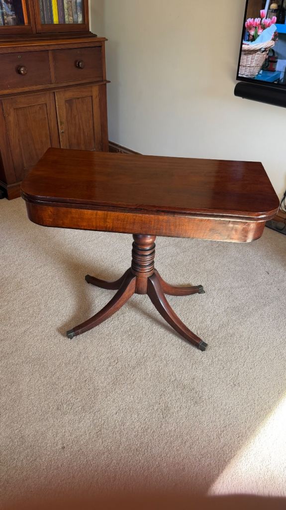 Antique Victorian Folding Game Card Console Side Table