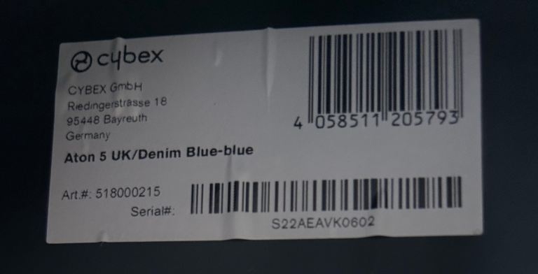 Reduced - Cybex Aton 5 Car Seat and Base (includes isofix clips)