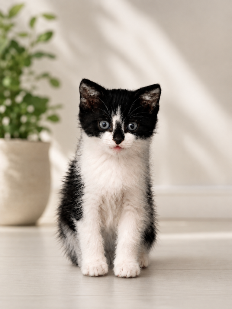 Adorable Black & White Tuxedo Kitten Looking for a Loving Home