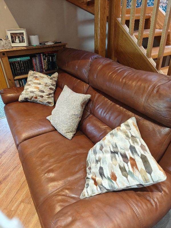Brown leather sofa