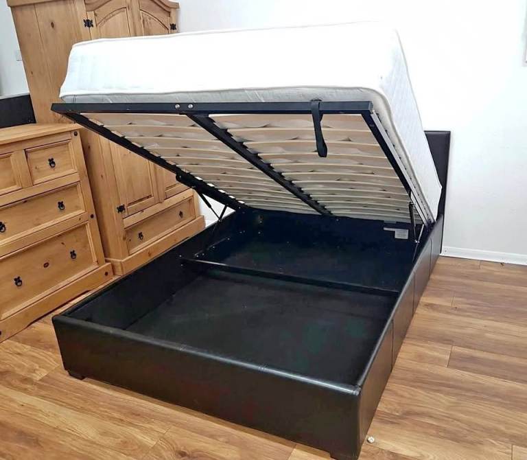 Exclusive Small Double Leather Ottoman Storage Bed >> With Mattress >> Limited 15% Off >>>>