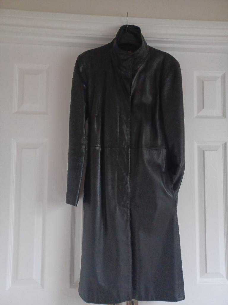 Calvin Klein soft black leather COAT size M 12
