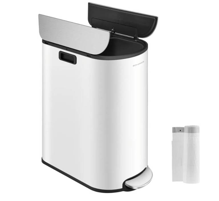 A new atill boxed whire metal Double Kitchen Bin, 30L and 20L Dual bin.