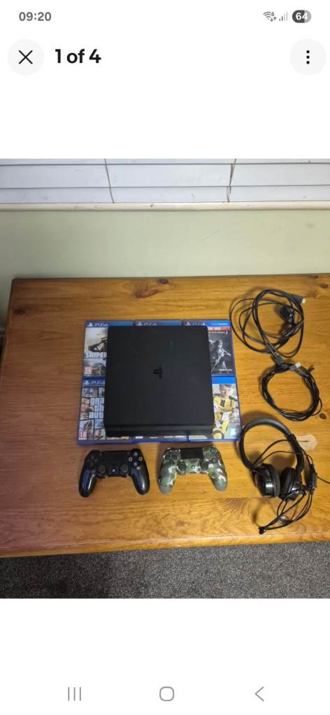 Sony PlayStation 4 Console, Two Controllers, Headset, and Games Bundle