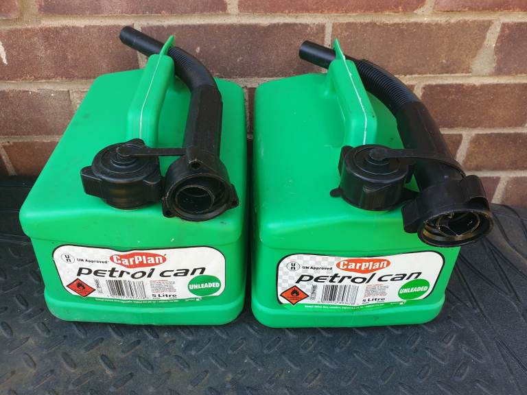 2 x Carplan 5lt Petrol Cans. New 
