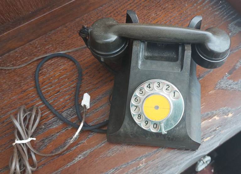 Vintage Black Rotary Dial Telephone - Fair Condition