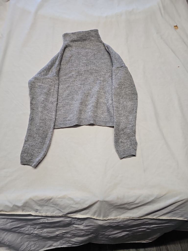 New Look Grey Marl Cropped Turtle Neck Sweater A19 1421