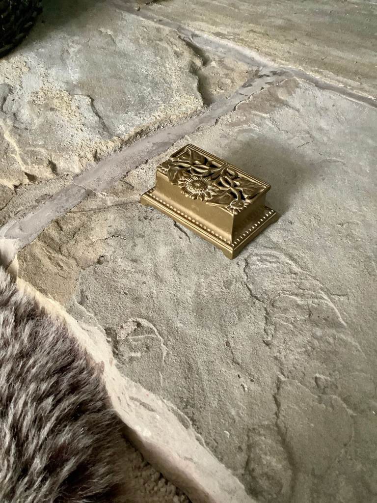 Vintage Solid Brass Floral Incense Holder / Vesta Box – Art Nouveau Style