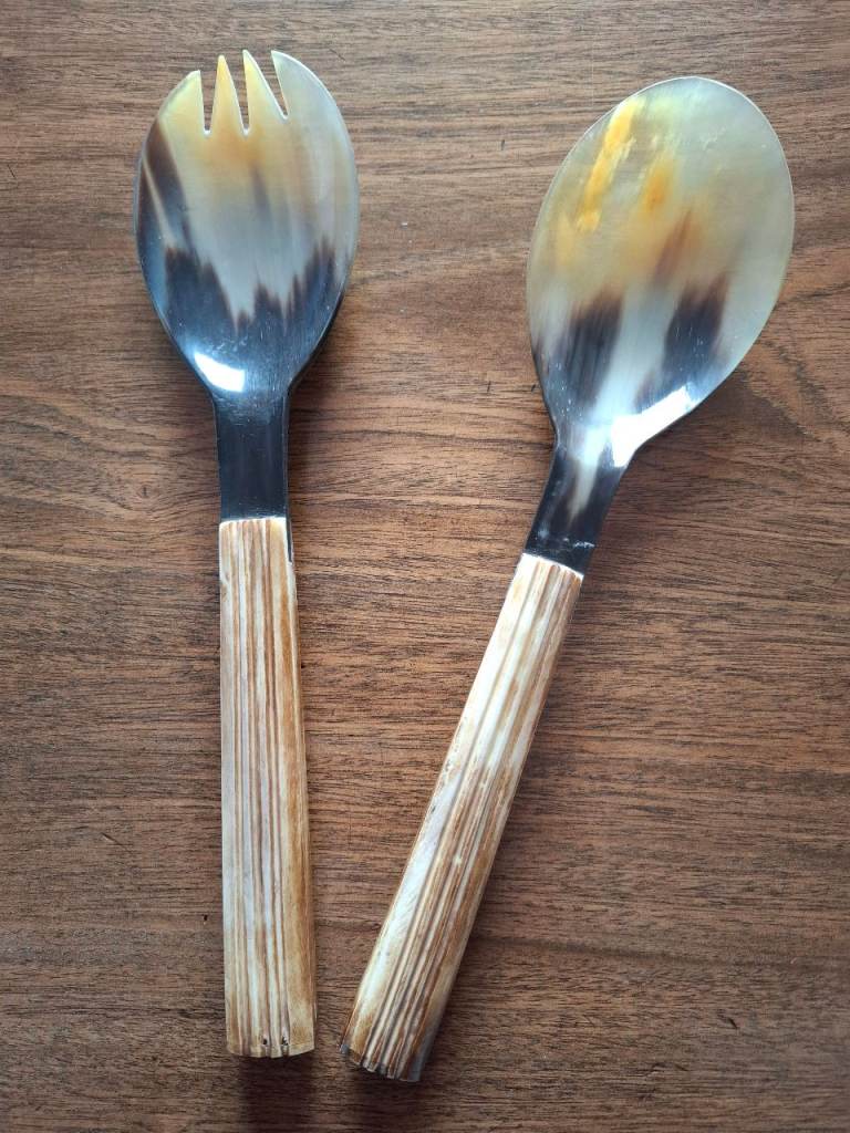 Horn and Bone Salad Servers