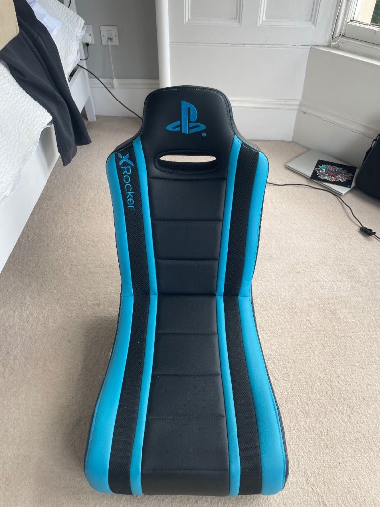 X Rocker PlayStation Gaming Chair – Black & Blue Floor Rocker