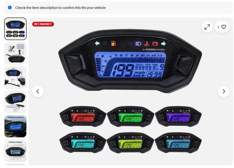 Motorcycle Speedometer Tachometer, 13000 RPM Universal Motorcycle Gauge LE