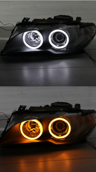 Genuine BMW E46 Headlights Coupe Convertible Facelift with W/Y Switch Angel Eyes
