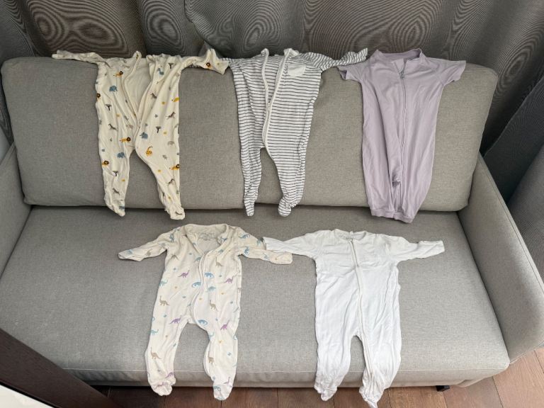 Baby Mori Sleepsuits (3-6 months) – Bundle of 5, Various Designs