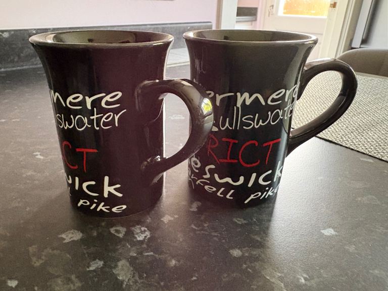 Pair of Lake District Souvenir Mugs – Black Ceramic