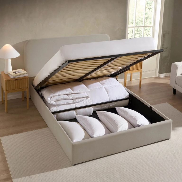 DUSK Ascot Ottoman Storage Bed - Natural - King Size