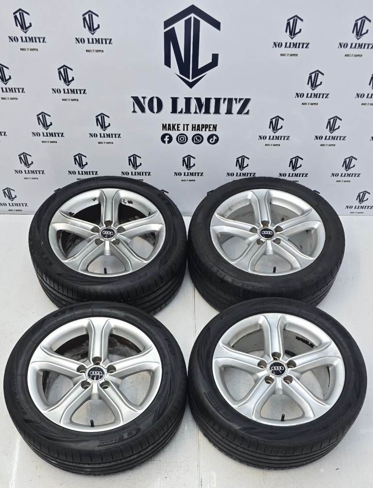 GENUINE AUDI 17" A3 A4 Q3 Q5 5-SPOKE TECHNIK ALLOY WHEELS 5x112 WITH TYRES SILVER